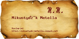 Mikustyák Metella névjegykártya